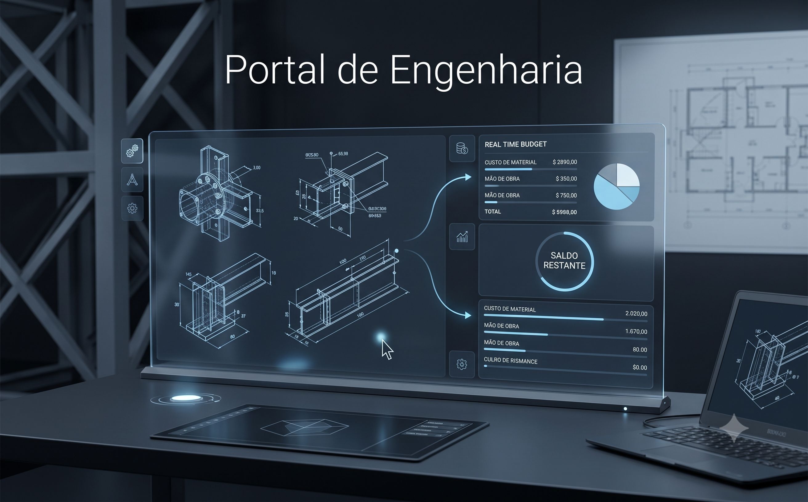Interface de portal de gestão de engenharia civil