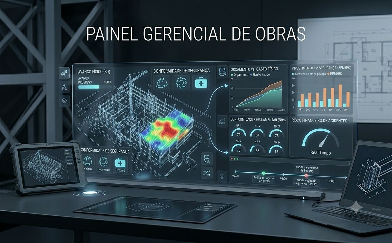 Painel Power BI interativo com indicadores de segurança industrial